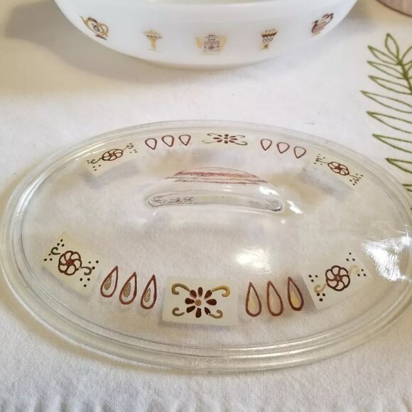 Glasbake 1 Quart Casserole Dish J-2274 Gold & Brown Toned Bowl With Lid - Picture 4 of 4